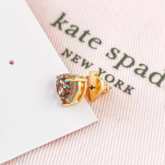 Kate Spade Multi Glitter My Love Goldtone Heart Earrings - Picture 7 of 10